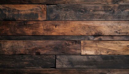 A textured wooden wall featuring a blend of dark and light planks, showcasing natural grain patterns and a rustic aesthetic.