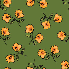 flower seamless pattern on green background