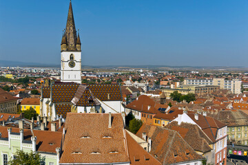 Fragment from the clock tower of Lutheran Cathedral of Saint Mary. It is a prominent landmark in...