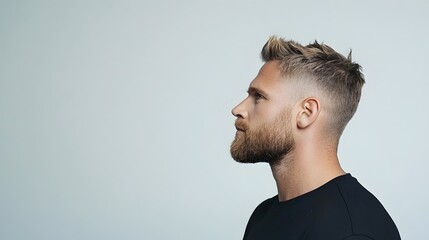 Fototapeta premium Classic Fade Haircut for Men - Perfectly Tapered Blend with Retro Touch at the Barbershop Highly Detailed Stylish Look