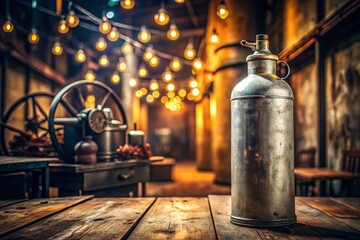 Vintage Aluminum Gas Cylinder in Rustic Setting - Industrial Charm and Nostalgia