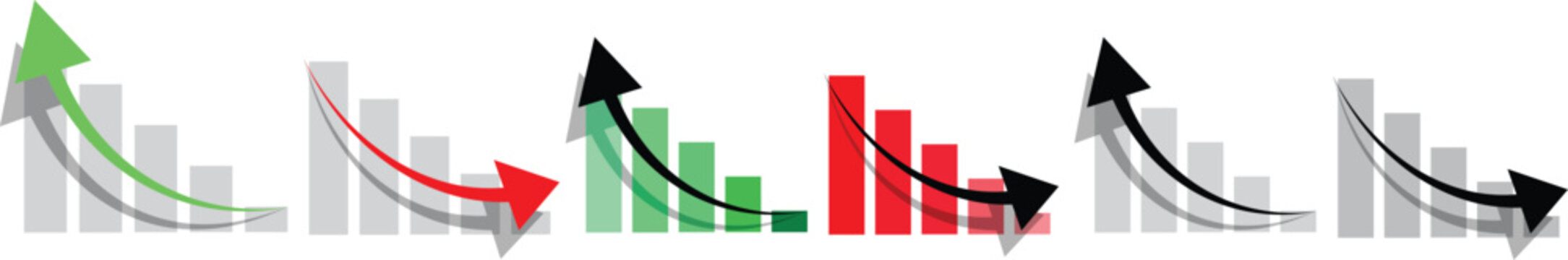 Growing graph icon set in two styles. Growth chart arrow icon. vector eps10