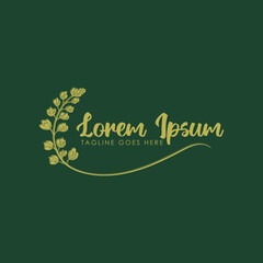 Elegant Luxury Beauty Golden Bluebonnet Flower for Jewelry Boutique or Spa Icon Illustration Logo Design