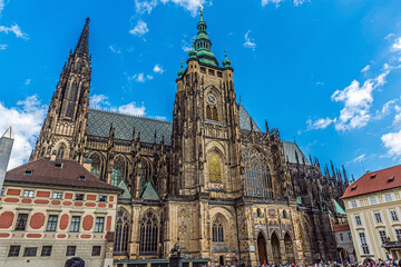 Fototapeta premium St. Vitus Cathedral's Side View from 3rd Castle Courtyard In Prague Castle in Prague, Czech Republic.