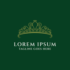 Elegant Luxury Golden Queen Princess Crown Icon Illustration Logo Design © AFstudio87