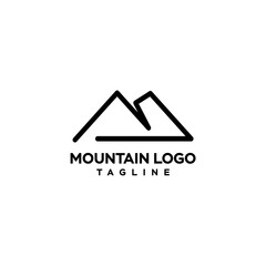line art mountain logo design