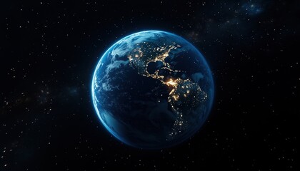 Fototapeta premium Global Communications System And The World Wide Web: Illuminated Planet Earth From Space With Light Lines Of Connection For Business And Finance Concept. Technologies And Communications.