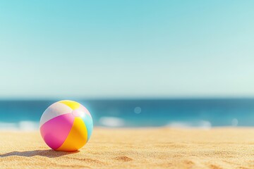 Obraz premium Sunny beach scene with colorful ball on sand