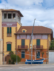 Sculpture Barca Corallina, an artisan workshop specialized in processing of red coral, Alghero, Sardinia