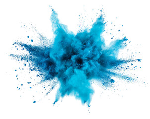 Blue Holi Powder Explosion Isolated on Transparent Background – High-Quality PNG for Festivals, Celebrations, and Colorful Designs – Ideal for Digital and Print Use