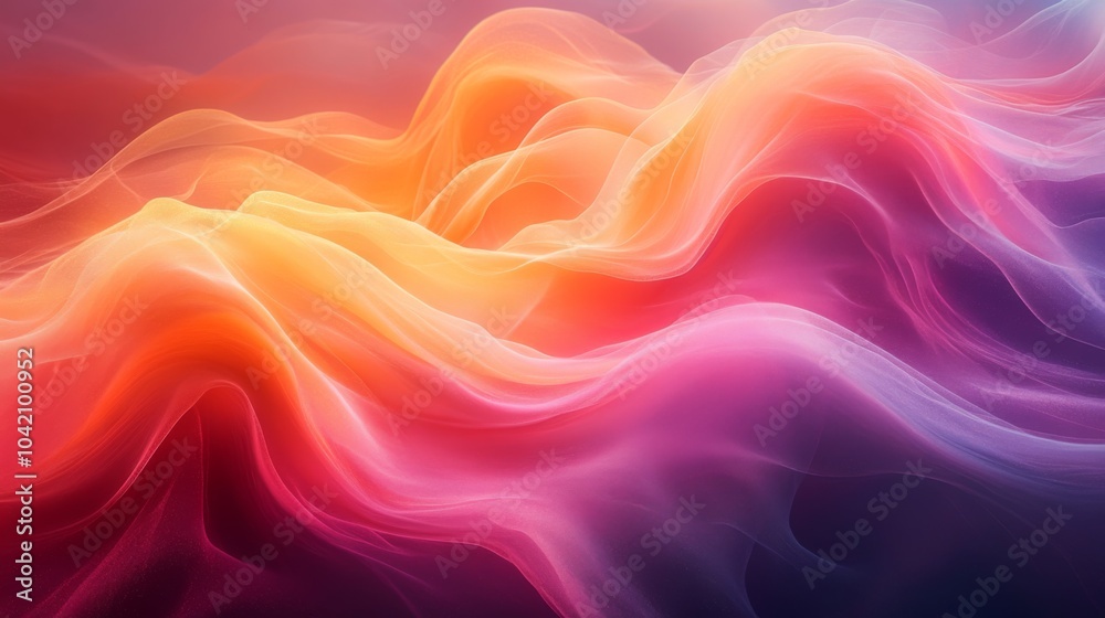 Leinwandbilder a mesmerizing swirl of abstract waves features vibrant colors like pink, orange, and purple, blendin