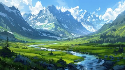 Majestic Mountain Valley Landscape