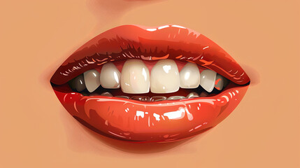 Closeup of perfect smile with white teeth showing oral hygiene