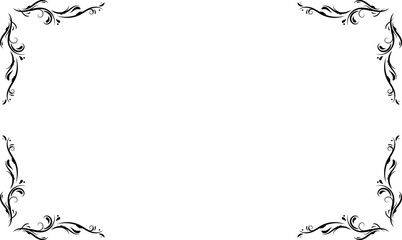 Vintage swirl decorative frame. Flourish border in classic and luxury style. Doodle ornament corner frame decorated with swirls and flourishes in black. 