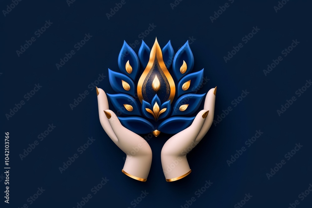 Poster abstract minimalist design of a flame, symbolizing the light of aarti in a clean, elegant style