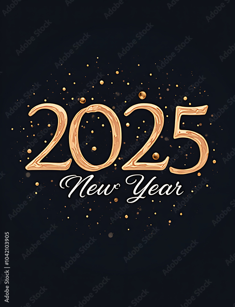 Poster The happy new year 2025 vector logo features a modern text design concept with clean lines and minimalistic flair.