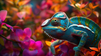 Chameleon Master of Disguise in Vibrant Surroundings