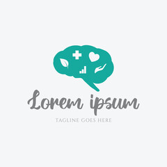 Simple Modern Brain Mind Health Therapy Icon Illustration Logo Design