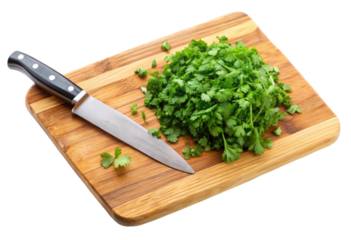 wooden cutting board with knife png