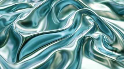 Obraz premium Elegant teal satin fabric with luxurious wavy texture
