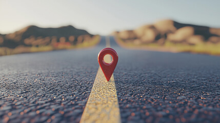 Abstract 3D Red Location Markers on a Minimalist Terrain