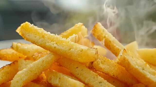 Indulge satisfying crunch burst flavor offered crispy French fries timeless favorite food enthusiasts worldwide emphasizing their appeal carbohydraterich comfort delightful 4K UHD background fast