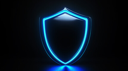 Fototapeta premium 3D shield icon with blue backlight