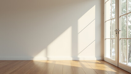 Obraz premium Wooden flooring pairs well with natural light from windows in minimalist spaces for aesthetic appeal.
