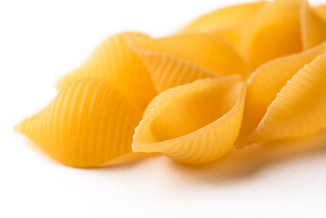 Conchiglie rigate, formato tradizionale di pasta italiana, cibo europeo 