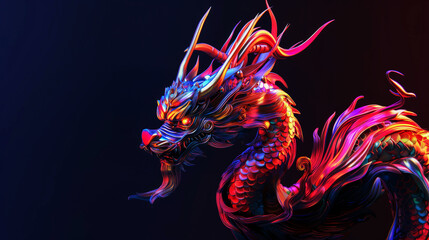 Obraz premium 3d chinese dragon on dark background