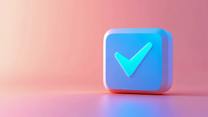 3d check up glowing  icon on pink background