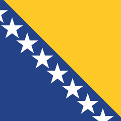 Square shaped national flag of the European country of BOSNIA AND HERZEGOVINA