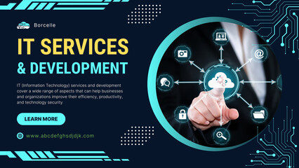 Navy And Blue Modern IT Services And Development Facebook Cover - 1
