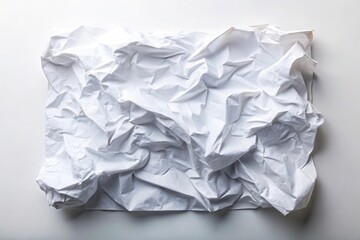Naklejka premium Crumpled white paper on white background high angle view