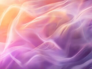 Obraz premium A soft, abstract background featuring flowing waves of pastel colors, blending shades of pink, purple, and orange in a dreamy, ethereal design.