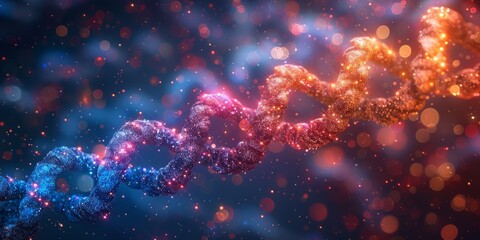 DNA Helix Glowing with Lights