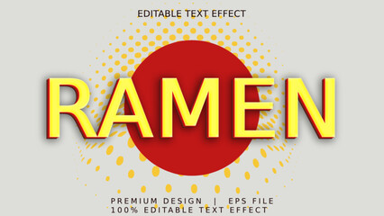 Ramen editable text effect template with abstract background use for business logo and brand. Ramen Japanese text means Japanese ramen editable text