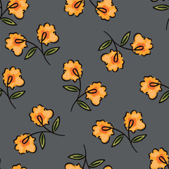 Beautiful pattern with flowers and leaf. Floral vector illustration.