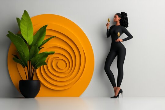 Minimalist depiction of a person and luxury items, using simple shapes to show attachment to material possessions