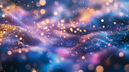 Fototapeta premium Vibrant abstract background featuring shimmering particles and swirling colors under soft light