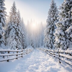 winter forest in the snow