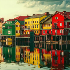lorful houses on the river