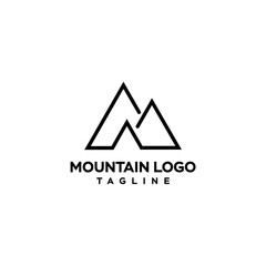 line art mountain logo design