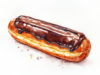 A whimsical watercolor snow globe featuring a pastel winter wonderland scene, with a snow-covered cottage, softly falling snowflakes, and a pale pink bow around the base on a white backdrop.