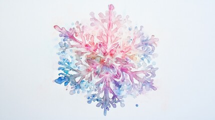Dreamy Watercolor Snowflake in Pink and Lavender Pastels