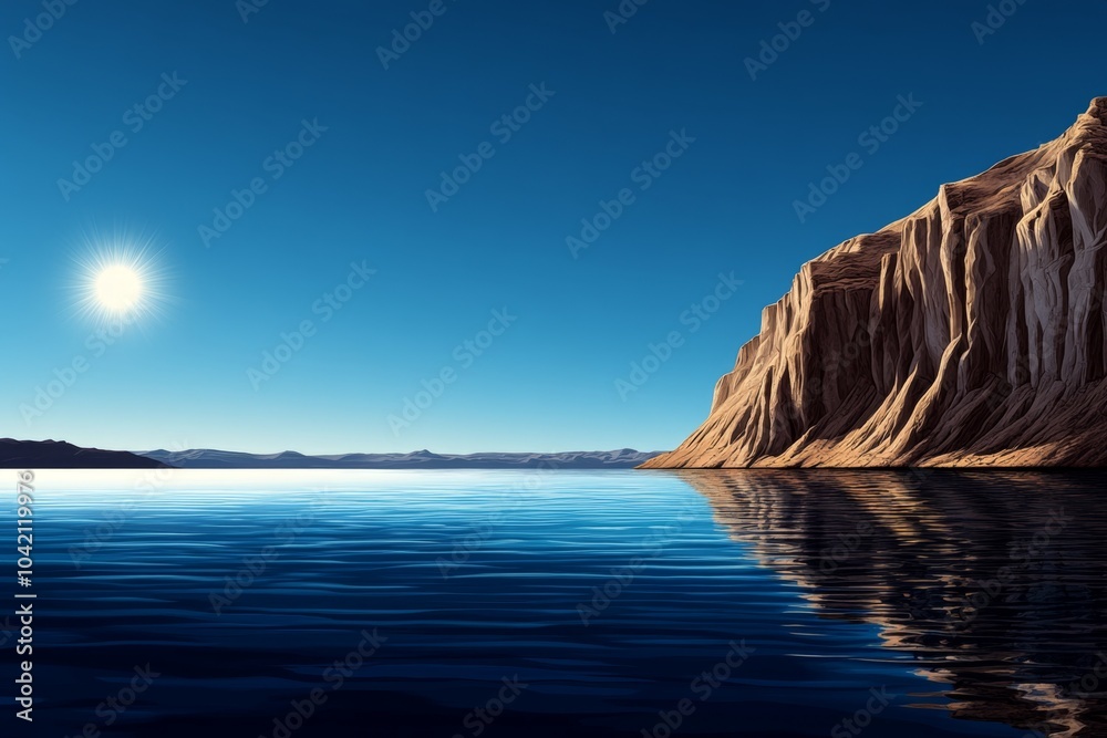Poster simple minimalist depiction of marfa bay, with soft pastel tones and gentle lines symbolizing the se