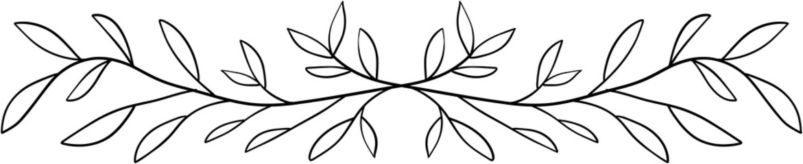Floral divider freehand drawing vector illustration.