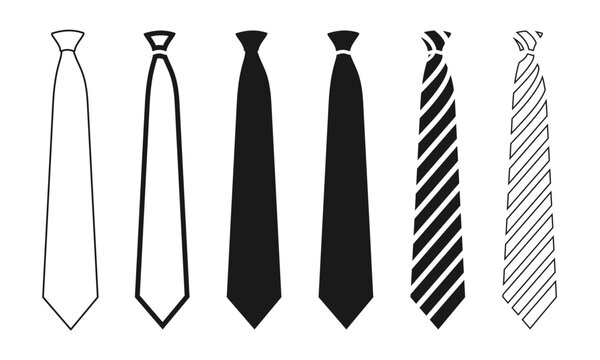 tie or necktie icon set vector illustration isolated on white background.