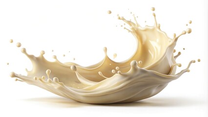 Curvy vanilla milk splash isolated on white background