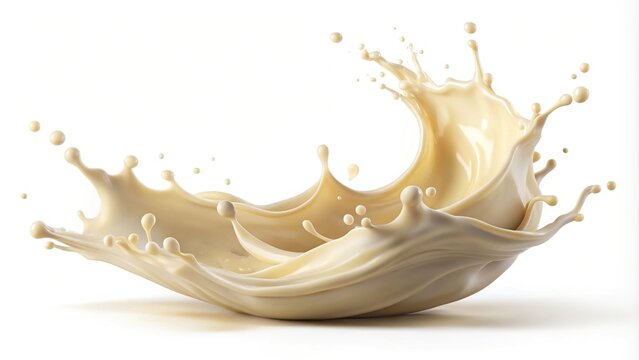 Curvy vanilla milk splash isolated on white background